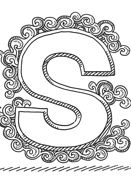 S, Letter, Alphabet Vintage Sketch 1 Art Print by Artful ABCs - Fy